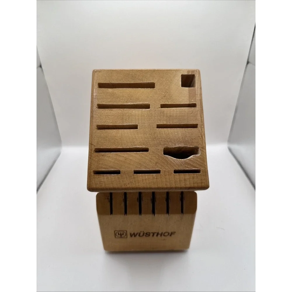 Wusthof 17 Slot Wooden Knife Block Oak Wood‎ Natural Finish Great Condition